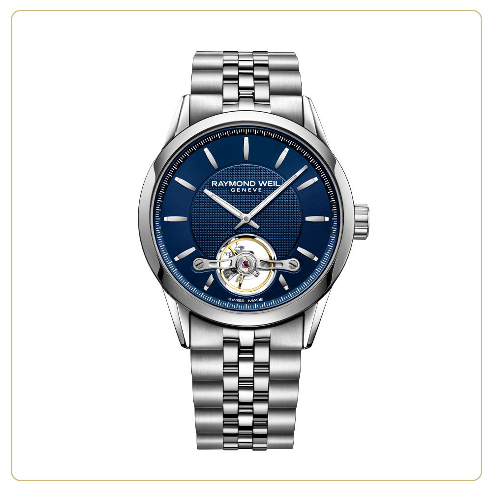 Raymond Weil Freelancer Calibre RW1212 Automatic Open Heart 42mm Blue Watch