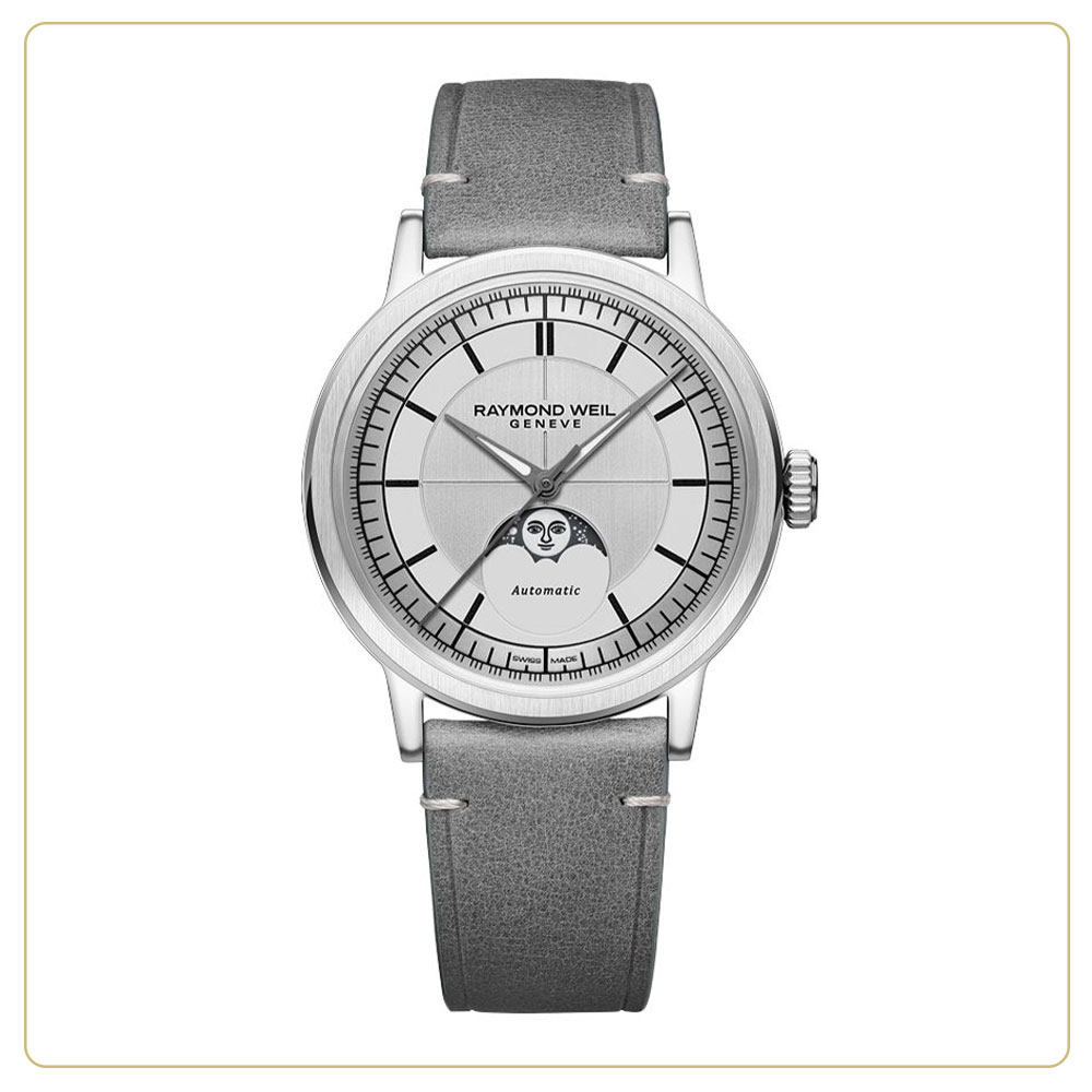 Raymond Weil Millesime Moonphase Automatic 39.5mm Silver Dial Watch