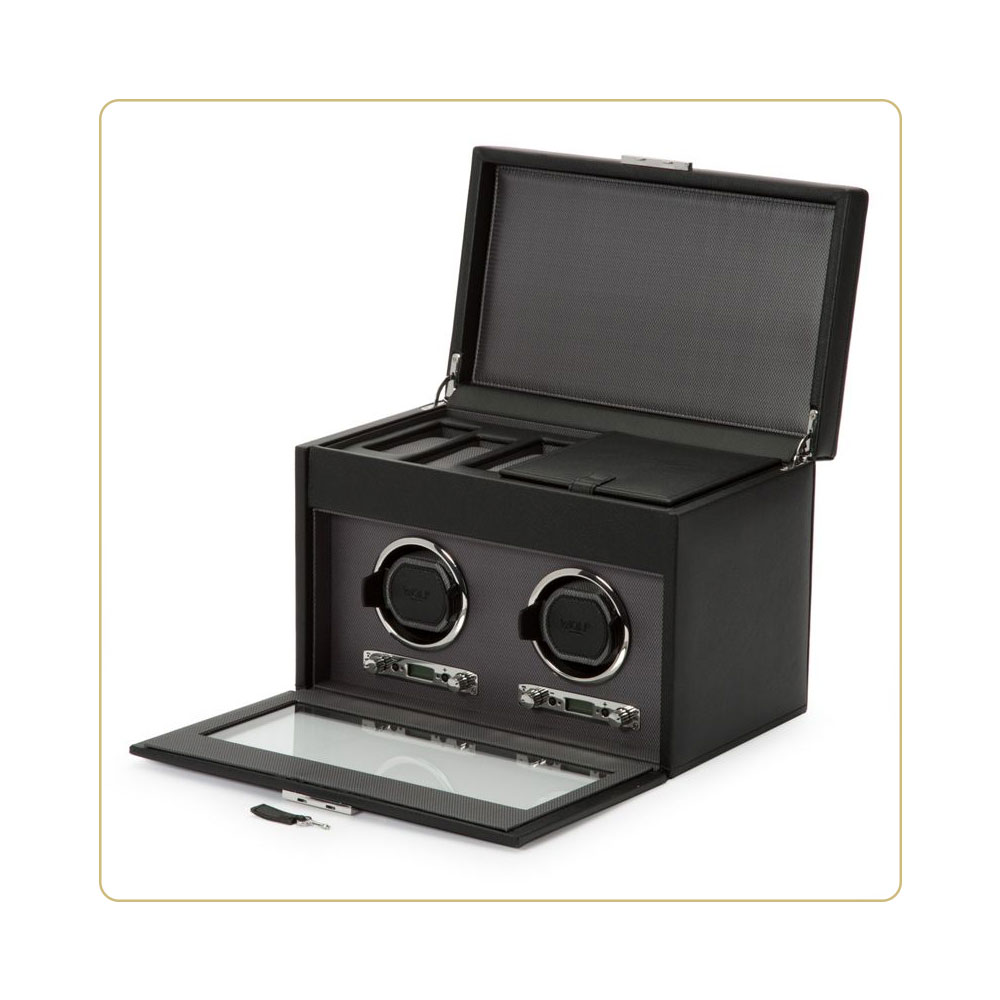 WOLF Viceroy Double Watch Winder with Storage