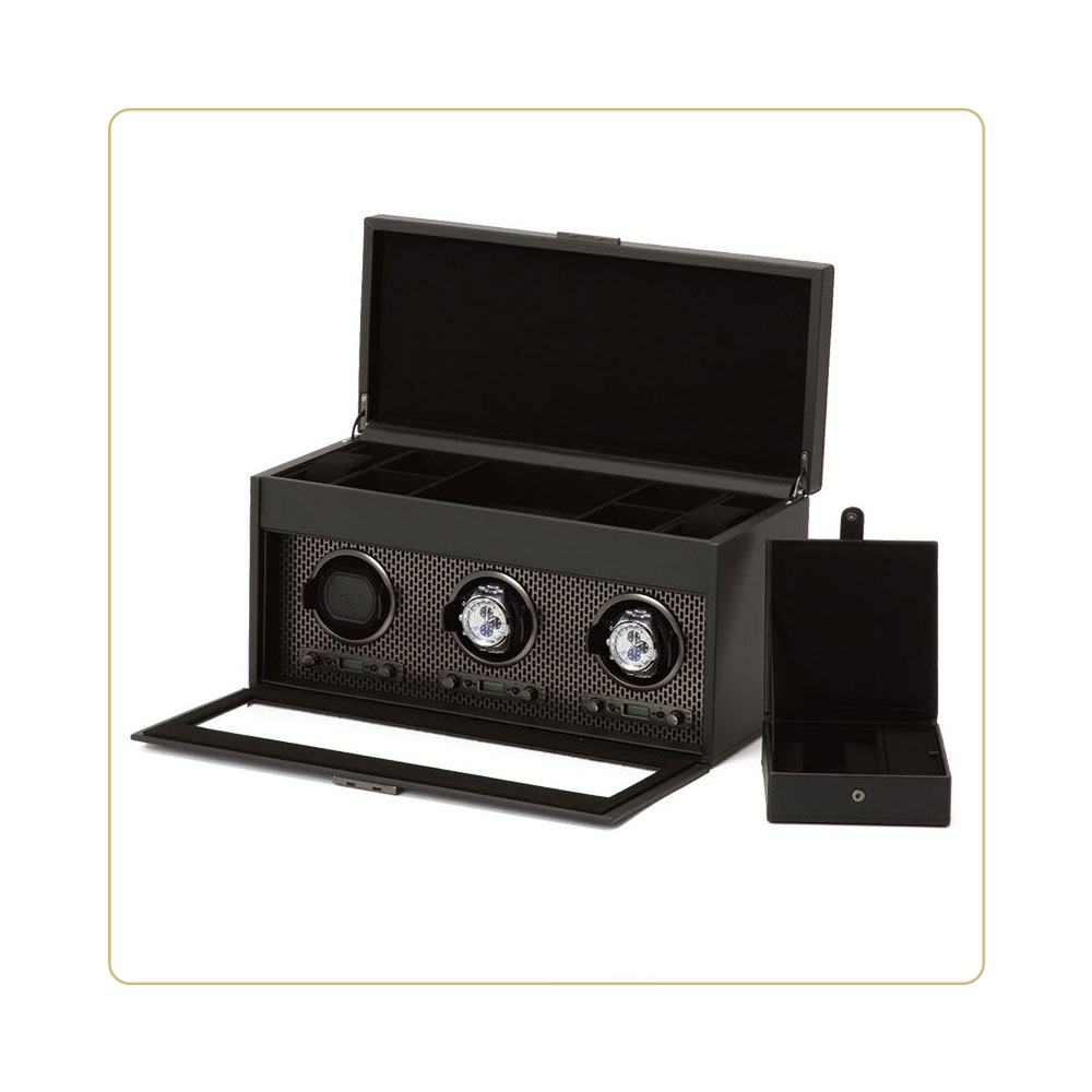 WOLF Axis Triple Watch Winder with Storage – Powder Coat
