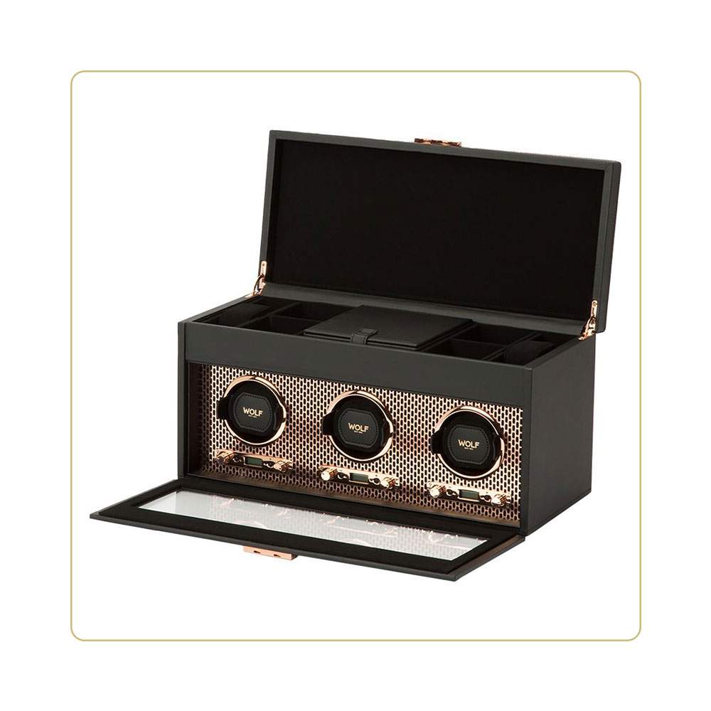 WOLF Axis Triple Watch Winder with Storage