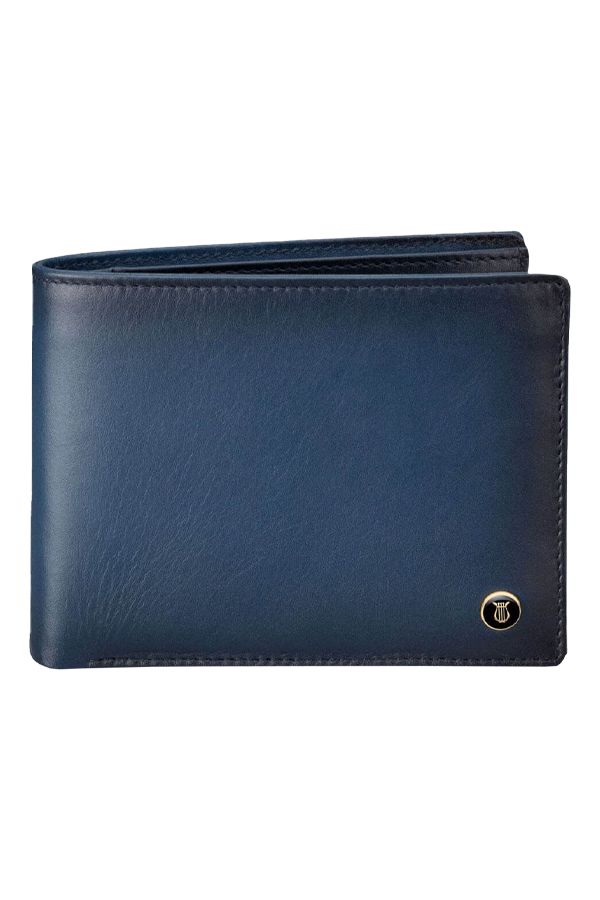 Lapis Bard Ducorium Leather Bi-Fold Evening Wallet with Additional Sleeve – Blue.