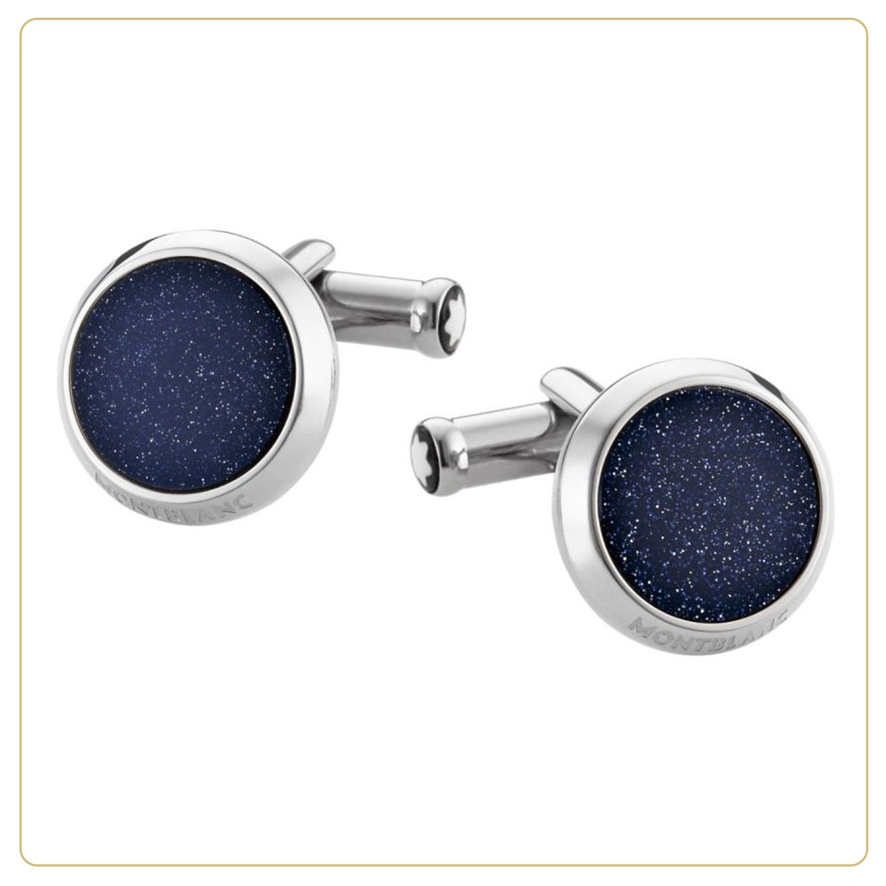 Montblanc Meisterstück Cufflinks with Blue Goldstone Inlay