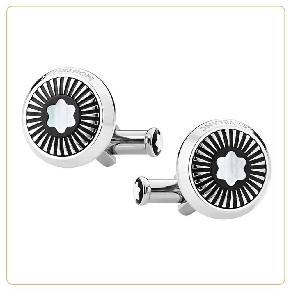Montblanc Star Cufflinks with Mother-of-Pearl Snowcap Emblem