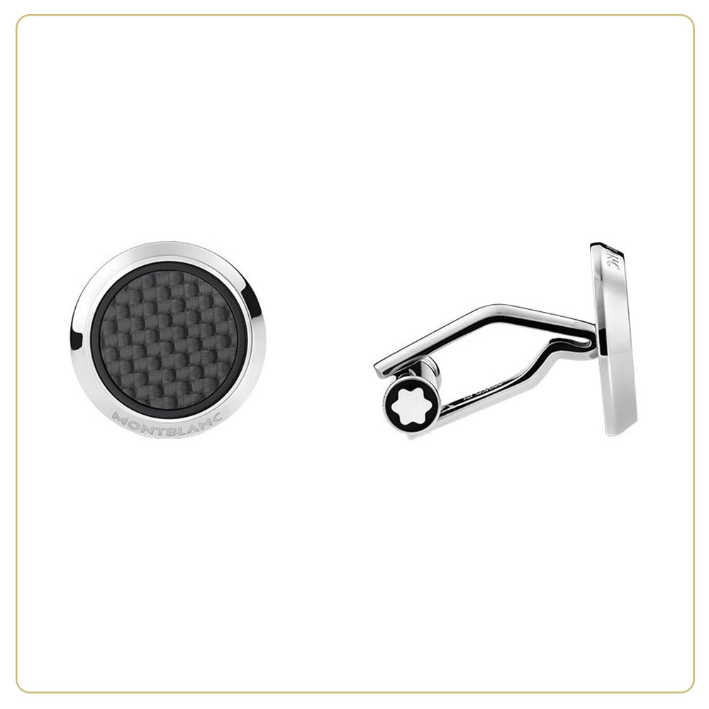 Montblanc Meisterstück Cufflinks with Carbon-Patterned Inlay