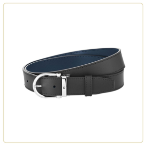 Montblanc Horseshoe Buckle Black/Blue 35 mm Reversible Leather Belt