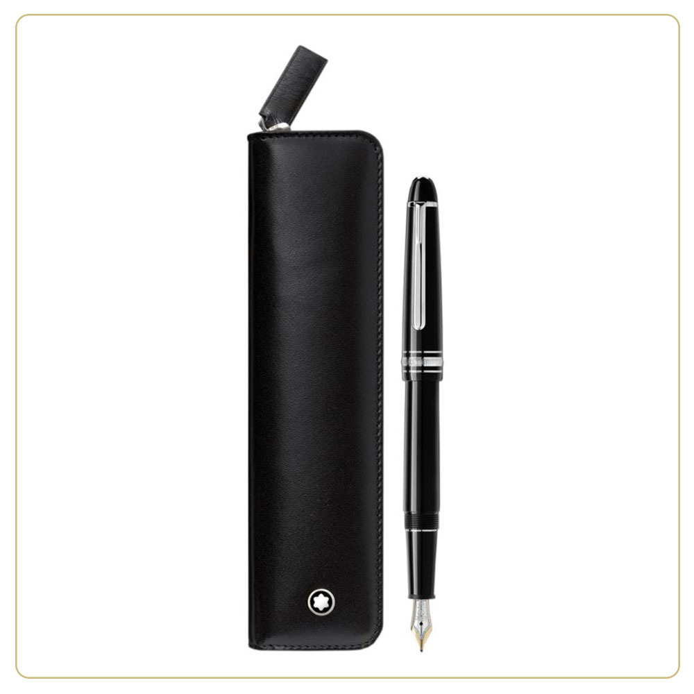 Montblanc Meisterstück Classique Platinum-Coated Fountain Pen and Leather Pouch Set