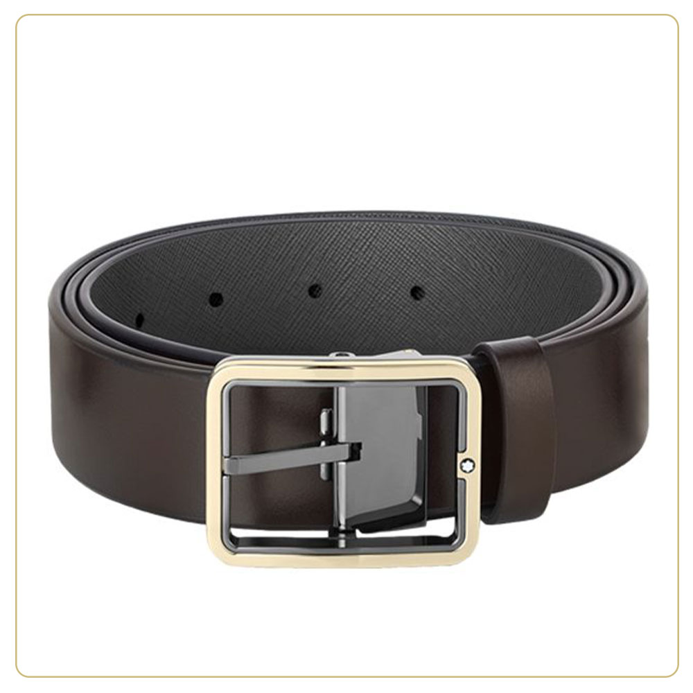 Montblanc Brown/Grey 35 mm Reversible Leather Belt