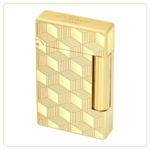 S.T. Dupont Initial Cube Golden Guilloché Double-Flame Lighter