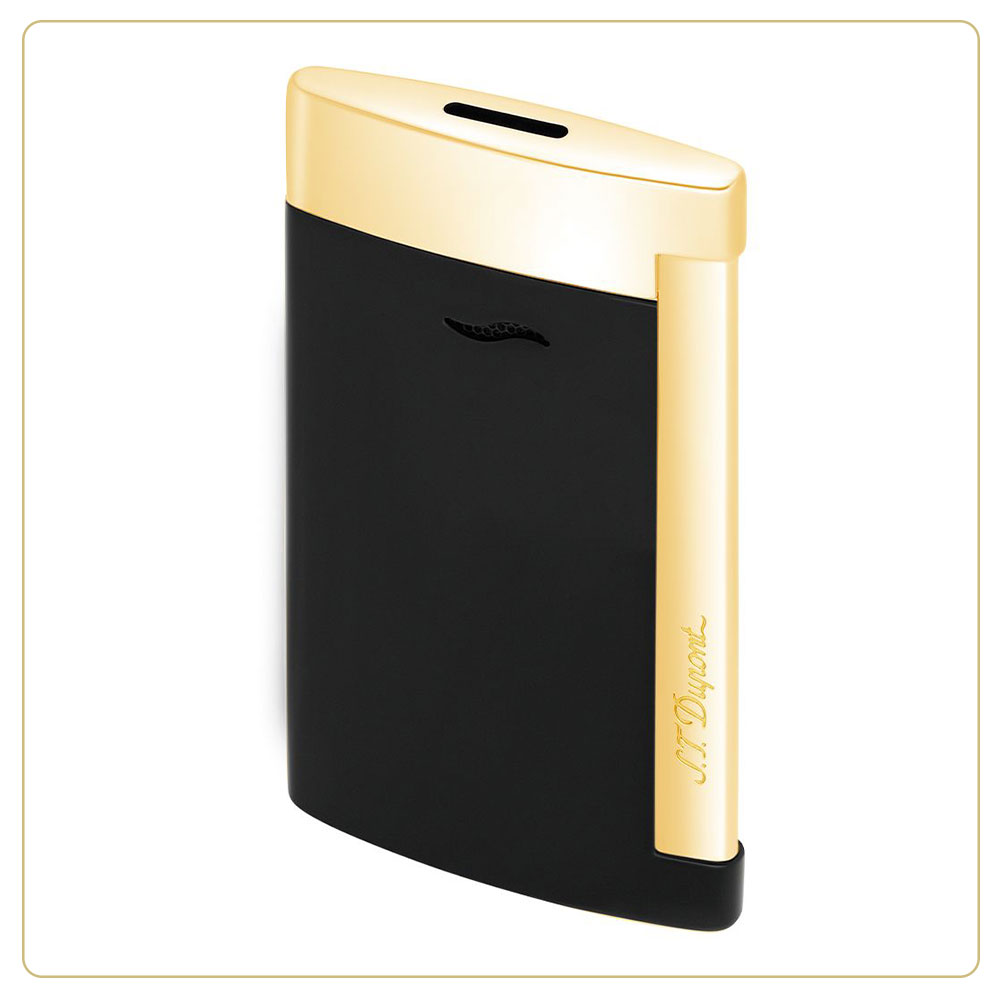 S.T. Dupont Slim 7 Black Lacquer & Golden PVD Torch Lighter
