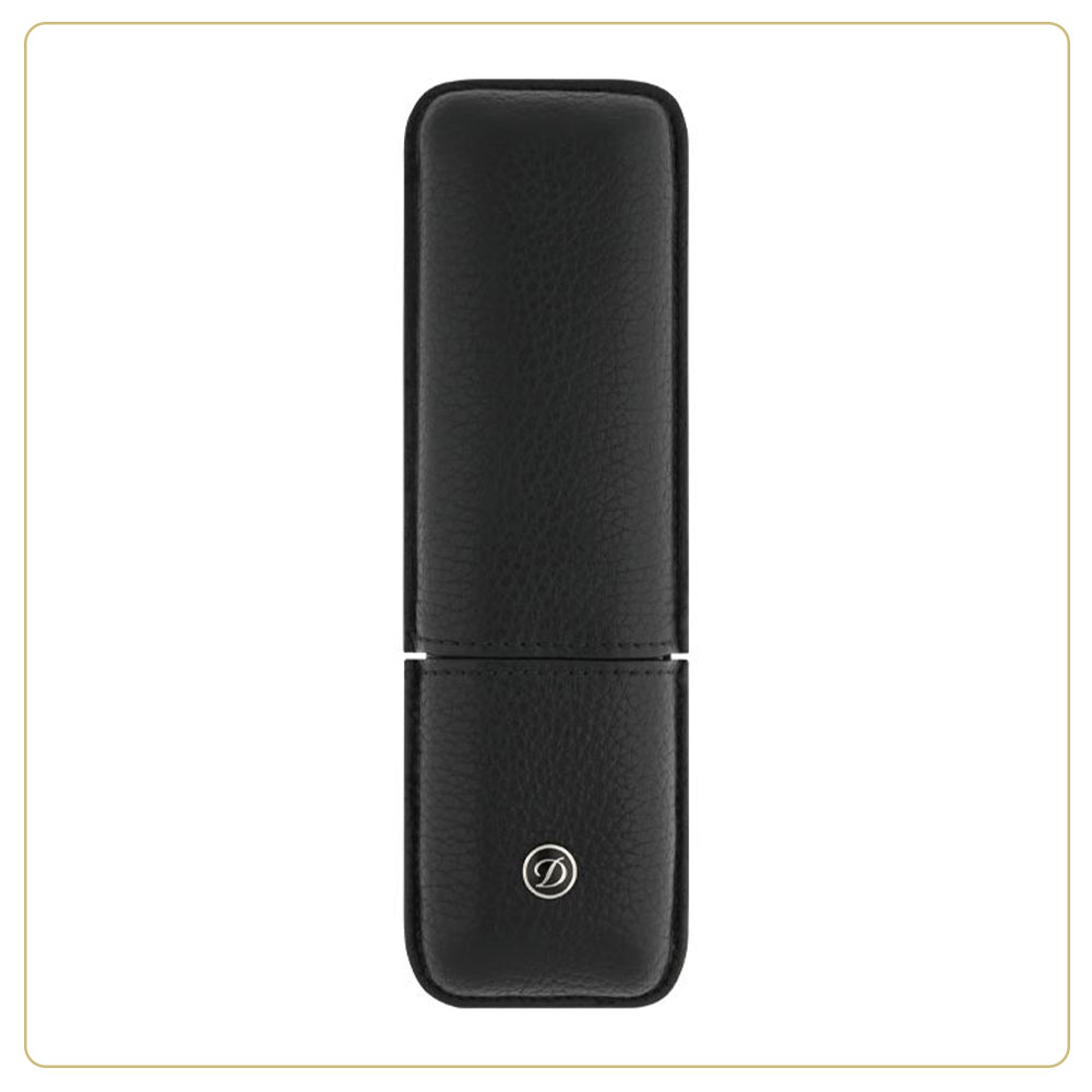 S.T. Dupont Black Grained Leather 2-Pen Case