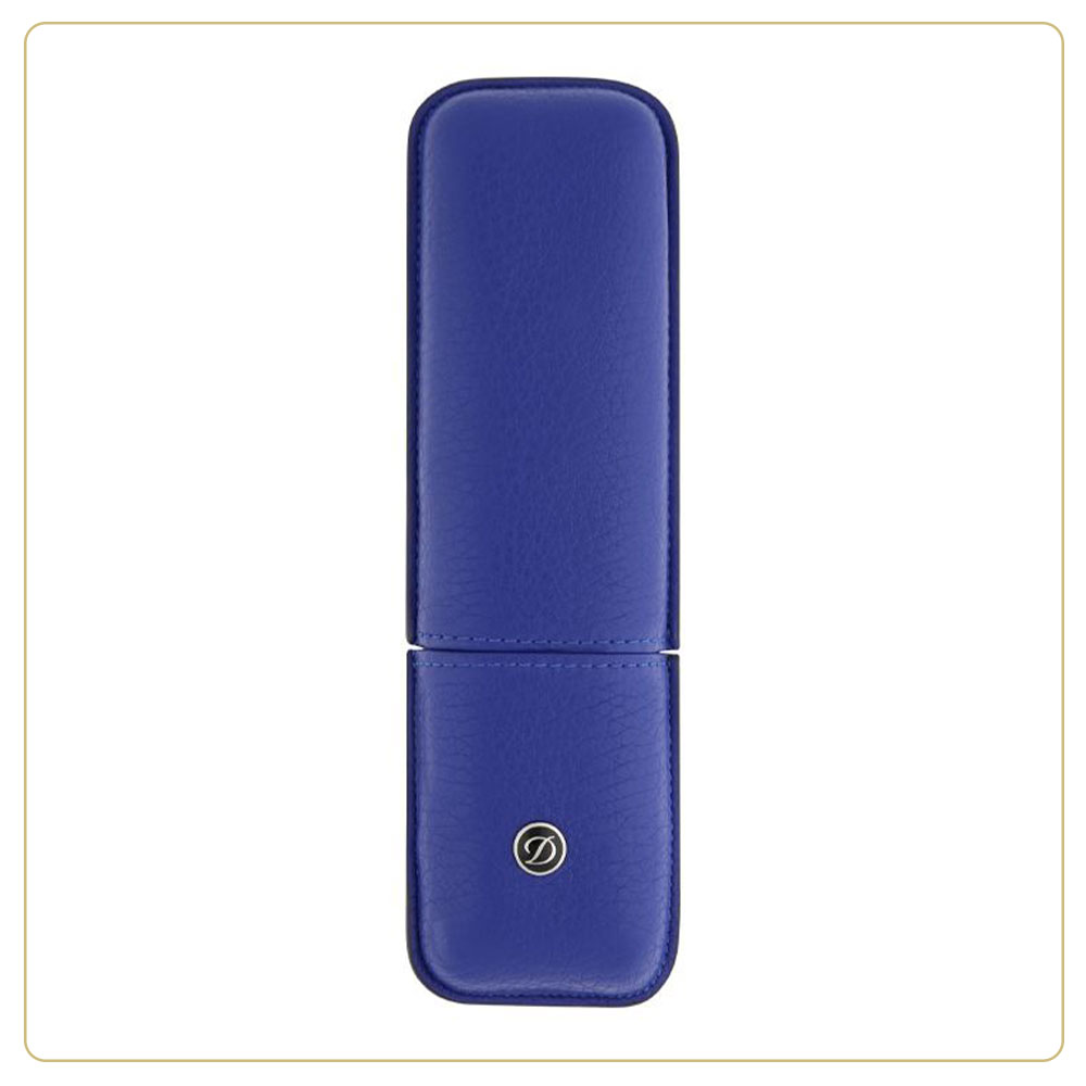 S.T. Dupont Indigo Blue Grained Leather 2-Pen Case