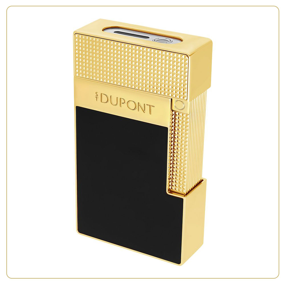 S.T. Dupont Table Lighter Black Lacquer & Gold Dual-Flame