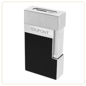 S.T. Dupont Table Lighter Black Lacquer & Chrome Dual-Flame