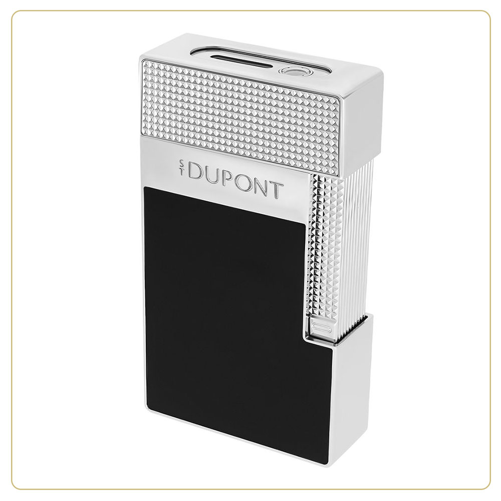 S.T. Dupont Table Lighter Black Lacquer & Chrome Dual-Flame